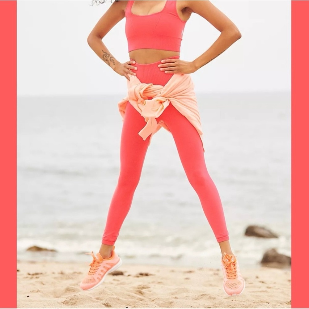 NWOT Free people good karma leggings neon coral